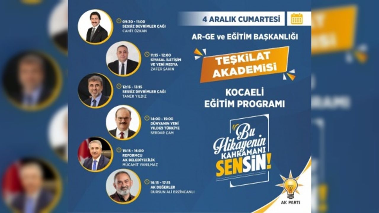 AK Parti Teşkilat Akademisi'nin Kocaeli ayağı yarın başlıyor