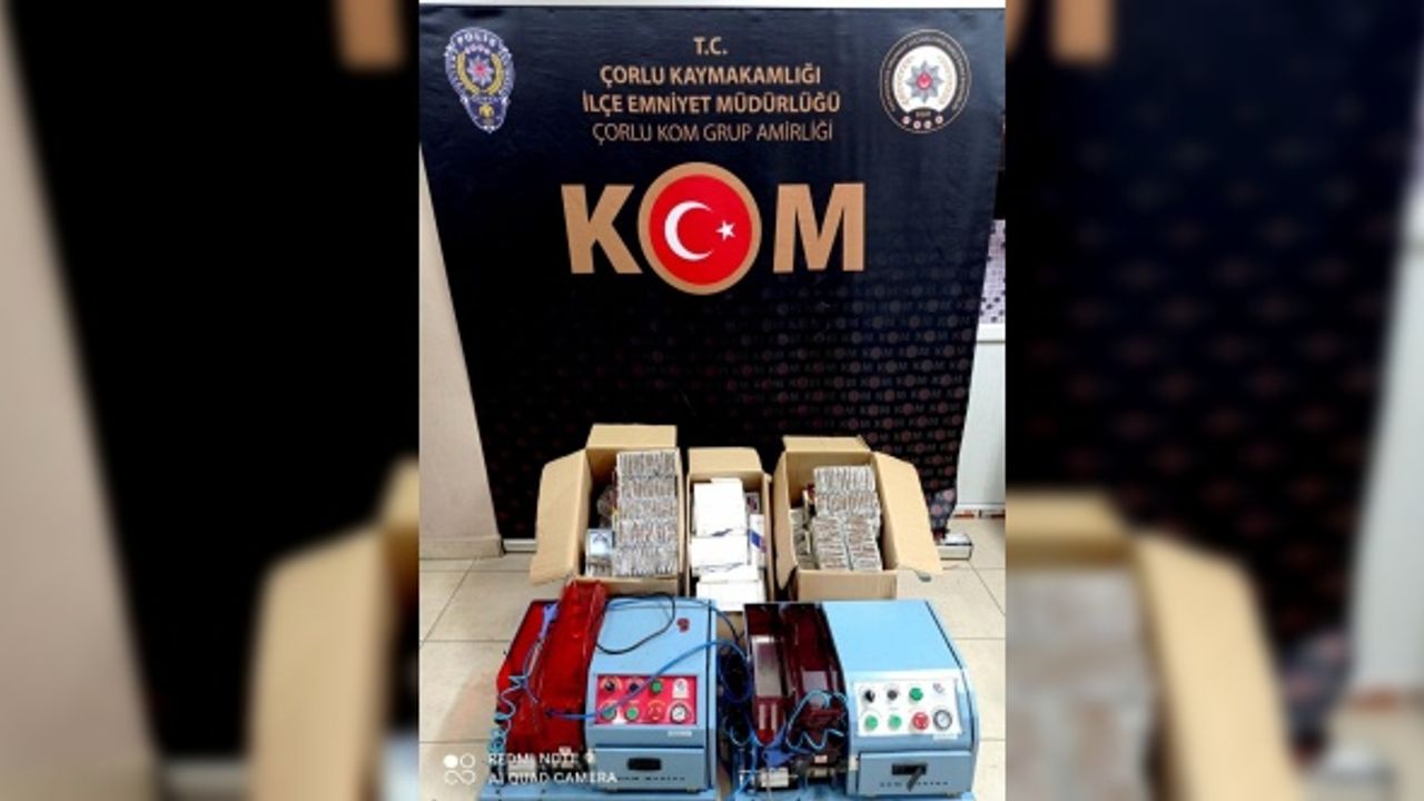 Çorlu'da 16 bin 480 dolu makaron ele geçirildi