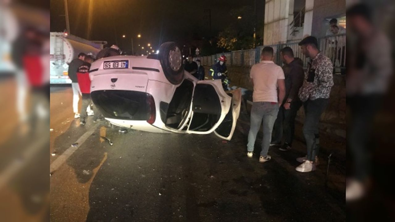 Takla atan otomobilden çıkan 5 arkadaşın burunları bile kanamadı