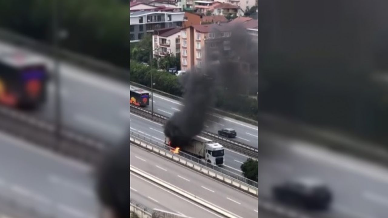TEM’de tırın dorsesi alevlere teslim oldu