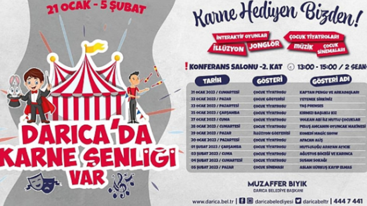 Darıca Belediyesi'nden çocuklara özel karne şenliği